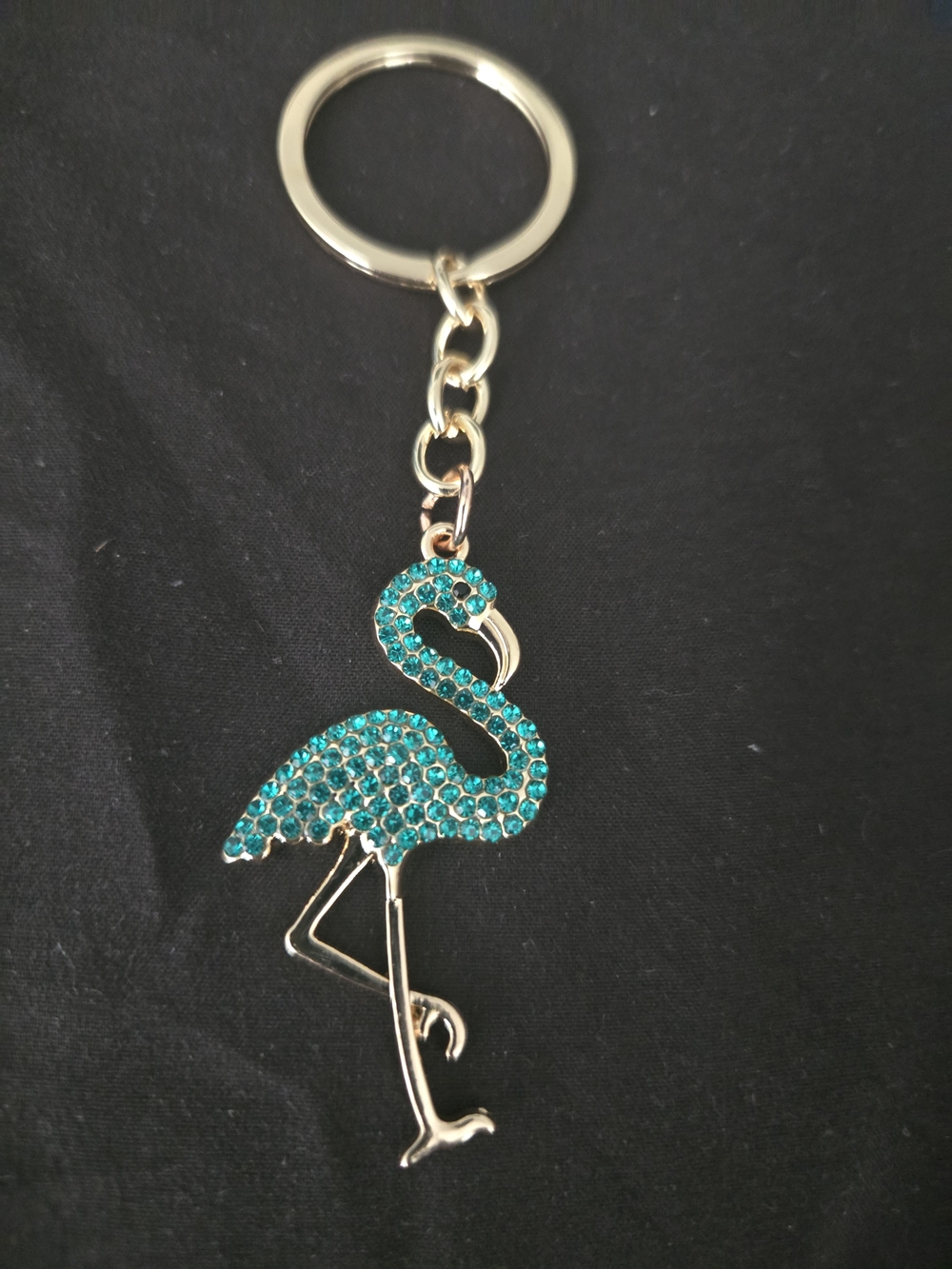 Teal Crystal Flamingo Keychain - Women Accessories